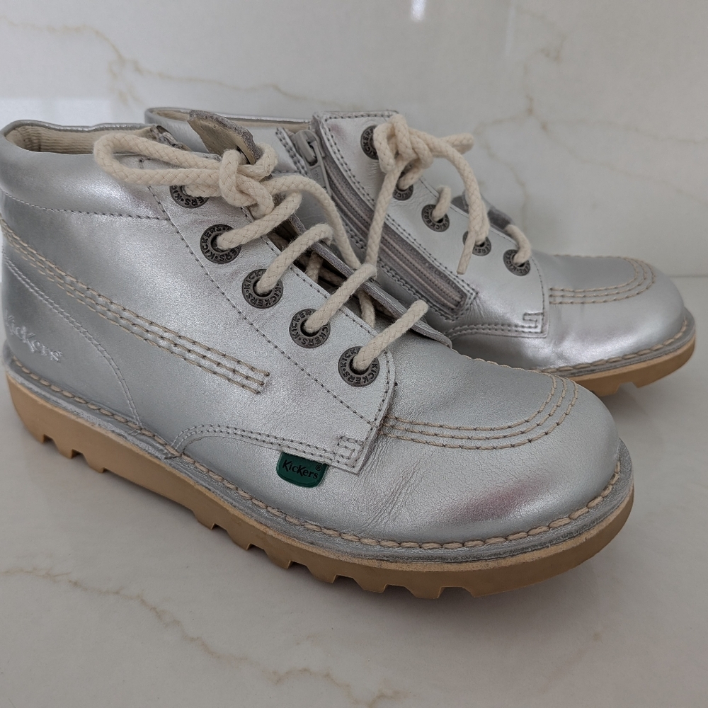 Kickers Metallic Silver Kids Boots - Like New